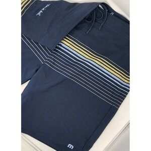 Travis Matthew Board Shorts Mens 40 Multicolored Striped Pockets Swim Surf Beach